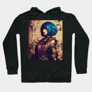 Grunge anime cyber girl graffiti street art Hoodie